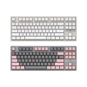 COX CK480 교체축 게이밍 기계식 그레이&핑크 (적축) 텐키리스 87키 유선 키보드