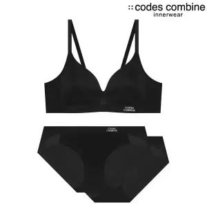 [롯데백화점]코데즈컴바인 이너웨어 노와이어 브라1 + 팬티2 세트 CCWBRBP552BK