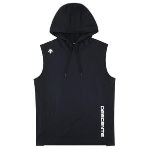 데상트 남성 후드형 슬리브리스 SP321TST72BLK