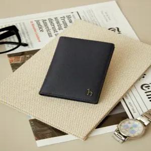 헤지스 액세서리 남성 24FW [스테디셀러]네이비 단색 소가죽 카드지갑 WUHO4F315N3