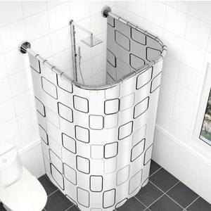 [SBDZC1I]부착식 샤워커튼봉 ㄷ자 곡선봉 실버 110cm