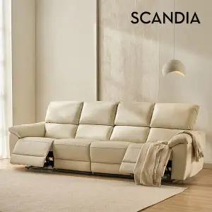 [스칸디아]보스턴 USB 4인용 듀얼 전동 리클라이너 가죽소파