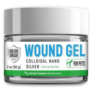 은 + 알로에 추출물로 개와 고양이를 위한 핫스팟 트리트먼트 - 반려동물 긁기, 상처, 발적, 자극에 이 상처 젤을 사용하여 개가 핥는 것을 막을 수 있는 콘 - 2온스