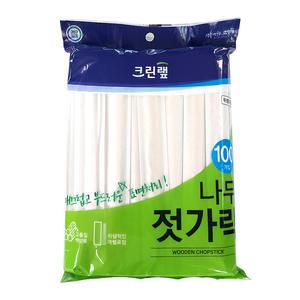 크린? 크린랩 나무젓가락 100P 일회용식기 위생젓가락