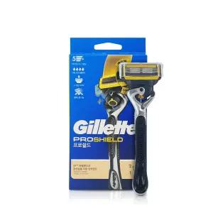 PG 질레트 프로쉴드 매뉴얼 옐로우 면도기 (면도기1+면도날2) [박스훼손제품]