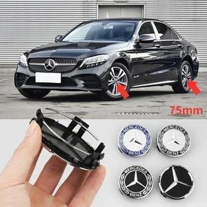 4pcs 75mm 자동차 휠 센터 허브 캡 배지 커버 메르세데스 벤츠 호환 A C GLC GLA W205 W204 W203 W212 W211
