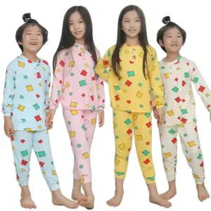 아동 누더기 긴팔 피치 잠옷 세트 사방스판 홈웨어 파자마 내복 실내복 유아 키즈 여아 남아 부드러운 편안한