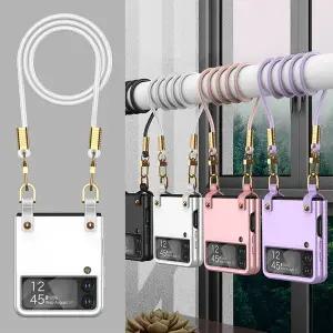 [유니커블]갤럭시 z플립 3 4 5 6 7 FE 제트플립 지플립 심플 컬러 롱 목걸이 줄 스트랩 범퍼 하드 케이스