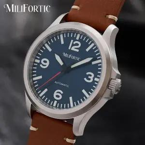 호환 Milifortic M096 39mm 파일럿 시계 NH38 식 대형 아라비아 숫자 사파이어 크리스탈 스테인레스 스틸 1