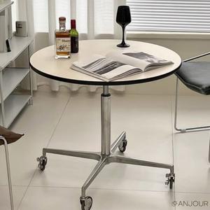 높이조절 식탁 테이블 70CM 리프트 원탁 원형 이동식 원목