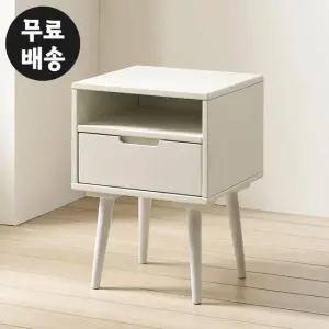 시드 고무나무 원목 협탁 침대 옆 테이블 소형 화이트