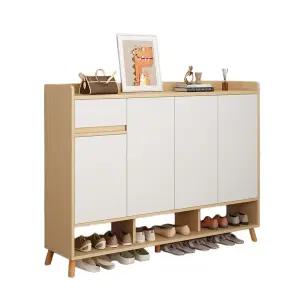 원목 신발장 현관 화이트 슬림 140x32x100 오크 수납장