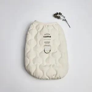 꼬리살롱 겨울패딩조끼 하네스겸용 크림 베스트