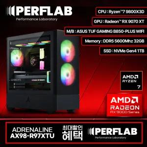 라이젠7 9800X3D RX9070XT 게이밍 컴퓨터 어드레날린 AX98-R97XTU 라데온 그래픽카드 AMD 데스크탑 조립 PC 본체