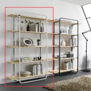 우아미가구 제나 레드파인 원목 5단 1200 철제 책장