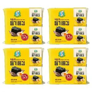 [지도표성경][성경김본사] T 직접 짠 들기름 식탁김 4g 12봉 x 4개 (총 48봉)