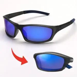 휴대용 접이식 스포츠 편광 미러 선글라스 오션블루