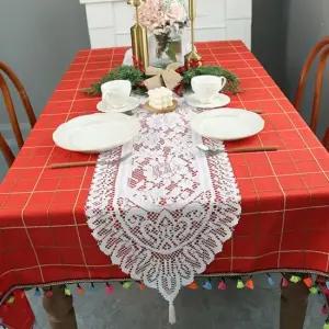 감성 홈파티 장식 테이블보 태슬 포인트 식탁 커버 33X183cm 따뜻한 뜨개질 스타일 북유럽감성