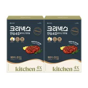 크리넥스 안심4겹 뽑아쓰는 키친타월, 90매, 3입, 2개