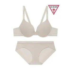 게스 언더웨어 원톤 베이직 풀컵 브라 팬티 세트 - 모카 248527