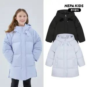 [네파키즈/택가279,000] 25FW 신상 KL82008 리본 롱 덕다운 자켓 본사직영