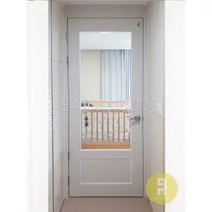 [바른도어]29번 90도 목문싱글여닫이중문 소프트매트 투명강화유리(손잡이별도)