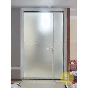 [바른도어]05번 90도 초슬림비대칭여닫이중문 화이트 샤틴투명강화유리(기타손잡이호환불가)