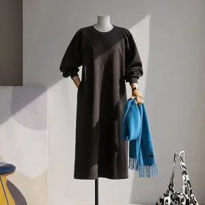 (안나앤플러스) 헤빈 퍼프 롱 원피스[드레스DDB64] 빅사이즈