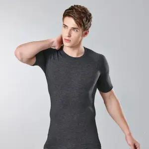 남자 얇은 겨울 발열 내복 반팔 상의 보온 내의 회색