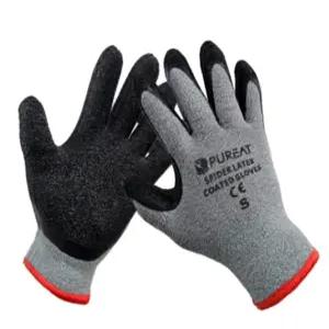 퓨리트 겨울용 스파이더 라텍스 코팅장갑 안전 작업 노가다 기모 1개 그레이 소 중 대