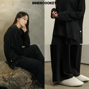 이너쿠키 여성 잠옷 세트 슬림 기모 가을 겨울 간절기 긴팔 홈웨어 여자 파자마 빅사이즈 WHS5622