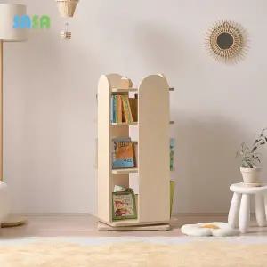 사사가구 E0 베베 내추럴 360도 3단 아동 낮은 회전책장 책꽂이