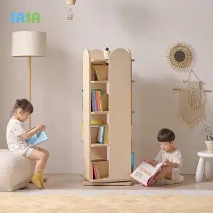 사사가구 E0 베베 내추럴 360도 4단 아동 회전책장 책꽂이