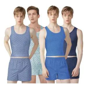 남자속옷세트 남성 순면 민소매런닝 나시런닝 트렁크팬티 사각팬티 한벌셋트 제임스딘