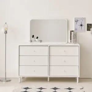 보루네오 마르체 폴라 E0자재 6단 와이드 서랍장+스탠딩 화장대 거울 BOW531C (착불)