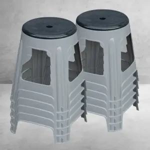 굿딜  플라스틱 원형 회전 간이의자 그레이 10개/식당 대기석 포장마차 주방 공연 행사용 편의점 보조 간의