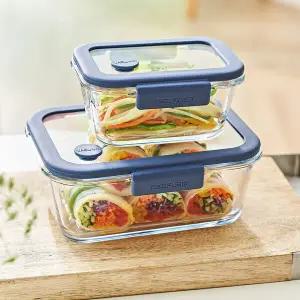 [미리주문] 네오플램 글라쎄Z 진공 내열유리 밀폐용기 2종(460ml+1200ml)+전용 진공 펌프