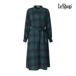 [르샵] 체크 패턴 허리끈 셔츠형 원피스 (BP9OP017A)