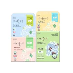 흡수체까지 100%유기농 아이글레 목화순면 생리대 중형 12P 7팩