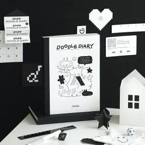 아이코닉 2026 두들 다이어리/귀여운 손글씨 위클리 플래너/3포켓 미니파일 포함