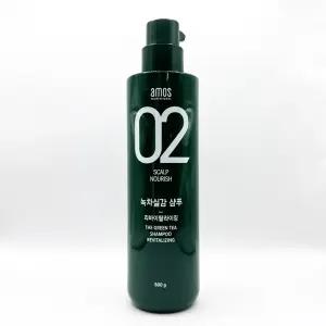 아모스 녹차실감 산뜻한 타입 지성 모발용 샴푸 쑥향 500g 1개-