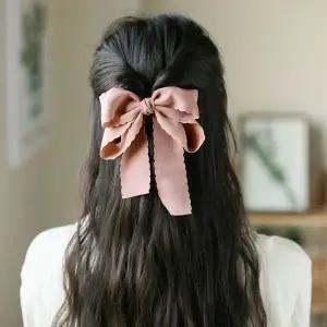 [콩심팥심](엔젤슈슈) 물결 리본 자동 헤어핀(핑크) 골프 머리핀