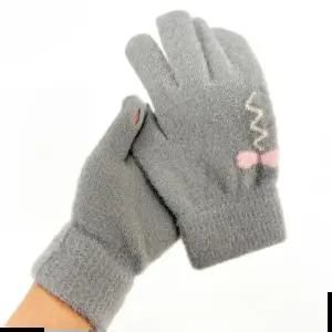 여자 귀여운 겨울 터치 장갑 니트 보온 핑거홀 털장갑