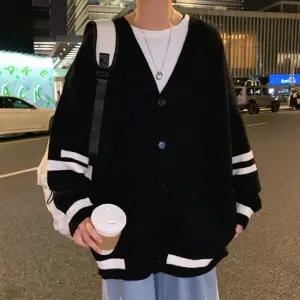 (무료배송) 배색 심플 루즈핏 니트 가디건 HH-C36