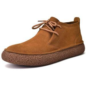 JIONs 남성 발목 사막 추카 부츠 레이스업 스웨이드 가죽 신발 라운드 토 플랫폼 데크