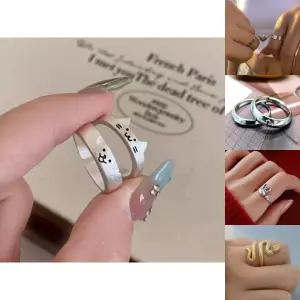 귀여운 고양이 강아지 반지 커플 링 주얼리 액세서리 선물 기념일 우정 프리사이즈