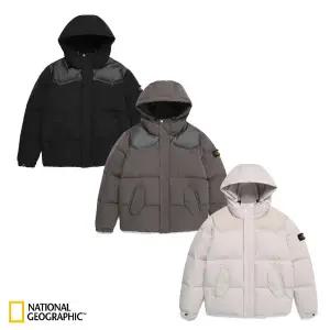 [내셔널지오그래픽] (N224UDW080) 공용 아르마딜로 레더배색 후디 덕다운 점퍼