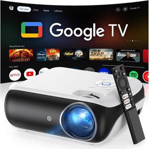 공식 라이선스 Google TV 스마트 프로젝터, 돌비 사운드, Wi-Fi 및 블루투스가 포함된 HAPPRUN 4K UHD 홈 시어터, 스트리밍 앱 내장, 게임 콘솔 스마트폰과