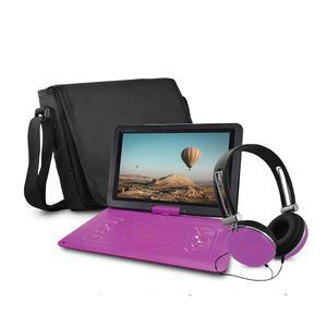 코어 이노베이션스 14인치 휴대용 DVD 플레이어(헤드폰, 리모컨, 케이스 포함), 퍼플