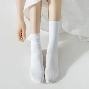 여성 장목 무지 모멘티크 양말 골지 스타킹 면